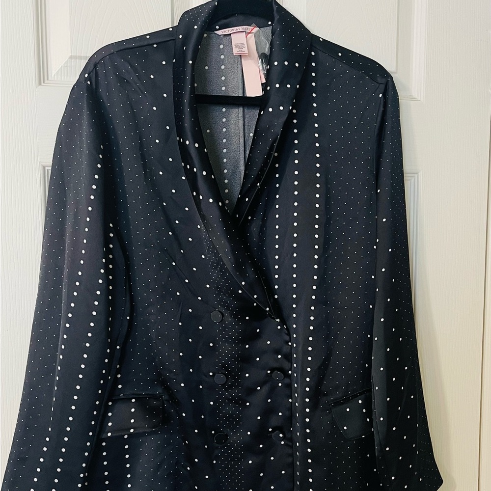 Victoria's Secret Black Polka Dot Jacket Size L